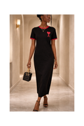 Modest Elegant knitted Maxi Dress – Christian Women's Church Dress | Short Sleeve Fitted Modest Dress | P31 Clothing